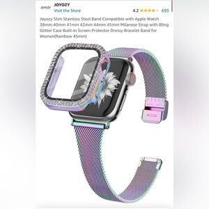 Joyozy Slim Stainless Steel Band Compatible with Apple Watch 45mm